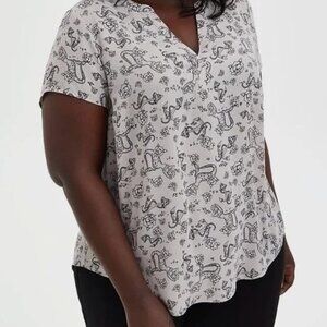 Torrid -- Georgette Blouse Retro Nautical Mermaid Print